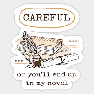 Funny Writer Quote Book Pile Cartoon Sticker